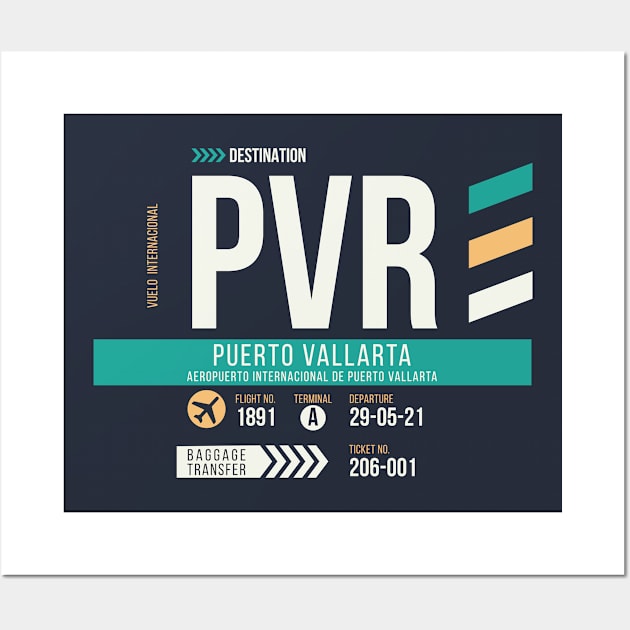 Puerto Vallart (PVR) Airport Code Baggage Tag Wall Art by SLAG_Creative